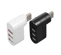 Tofficu Hub USB 2.0 à 3 Ports Multifonction, Lot De 2, Adaptateur De Câble Rotatif pour Ordinateur Portable, Usage Quotidien, Plastique Léger Noir Et Blanc