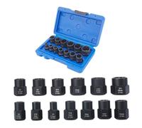Tofficu Jeu D'extracteurs de Boulons et Écrous, Douilles Extractrices en Acier Chrome-molybdène, Motif Spiralé Anti-glisse, Kit 13 Pièces Coffret Solide, pour Démontage Écrous Rouillés