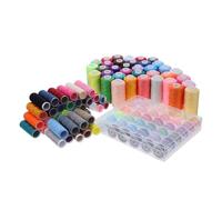Tofficu Kit de 111 Pièces de Fils à Coudre Polyester Multicolores avec Porte-canette Portable, Assortiment 39 Couleurs pour Machine à Coudre et Couture Manuelle, Fournitures de Quilting