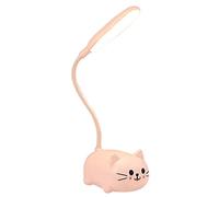 Tofficu Lampe de Bureau Rose en Plastique de Chat, LED Douce Yeux, Rechargeable par USB, pour Garçon et Filles