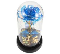 Tofficu Lampe Dôme en Verre avec Rose Éternelle Bleue et Papillon en Feuille d'or, Veilleuse LED Romantique pour Décoration Maison et Présent Fête des Mères