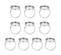 Tofficu Lot de 10 Bases pour Bagues en Acier Inoxydable Réglables Supports à Bagues DIY Plateau de 16 Mm Apprêts pour Fabrication de Ajustable Accessoires pour Création de Bijoux