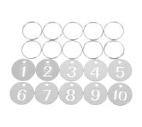 Tofficu Lot de 10 Étiquettes Numérotées en Acier Inoxydable avec Anneaux, Porte-Clés Chiffres de 1 à 10, Jetons Métal Ronds pour Vestiaire, Hôtel, Bagages et Casier