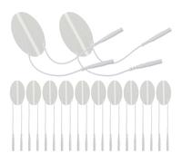 Tofficu Lot de 10 Patchs de Massage Électrodes Auto-adhésives en Silicone Blanc, Forme Ovale, Coussinets Multifonctions pour Appareils de Massage Musculaire Professionnels, Réutilisables