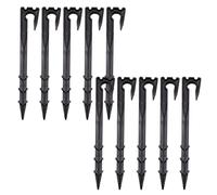 Tofficu Lot de 10 Piquets de Fixation en Polypropylène Noir, Tuteurs pour Irrigation Goutte à Goutte, Fixation Solide pour Tuyaux Micro-Arrosage, Outil Multifonction Jardinage et Espaces