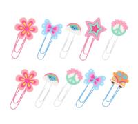 Tofficu Lot de 10 Trombones Arc-en-ciel Rétro Hippie, Petits Clips de Documents Kawaii Multifonctions pour Marque-pages Décoratifs, Accessoires Bureau Garçon et Filles, Style Aléatoire