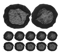 Tofficu Lot de 12 Housses d'oreille Extensibles en Tissu Élastique Noir, Protège-Coussinets Anti-Transpiration Réutilisables pour Casques Circum-Auriculaires 9-11 Cm, Lavables