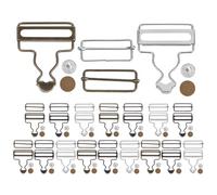 Tofficu Lot de 18 Sets de Boucles Métalliques pour Salopettes 2,8 Cm, Ensemble Réglable Boucle Coulissante, Clips Robustes en Acier Inoxydable Finition Blanc, Noir et Bronze, Accessoires