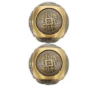 Tofficu Lot de 2 Boules de Baoding Chinoises en 36 Mm, Boules de Massage Mains avec Gravure en Relief à Six Faces, D’exercice Anti-stress et Renforcement Musculaire, Outil