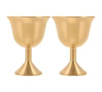Tofficu Lot de 2 Calices en Laiton Massif Vintage, Coupe à Vin à Pied Moyen, Gobelet de Communion pour Cérémonie Religieuse, Réception et Banquet, Style Médiéval Rétro, Entretien Facile