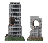 Tofficu Lot de 2 Décorations en Résine pour Aquarium - Château en Ruine et Bâtiment Urbain Détruit - Cachette Naturelle pour Poissons - Ornement Aquatique pour Aménagement Paysager