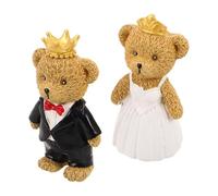 Tofficu Lot de 2 Figurines D'oursons Mariés en Résine - Statue de Mariés Romantique en Noir et Blanc - Décoration Mariage et Saint-Valentin - Figurines Couple pour Gâteau et Décoration