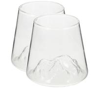 Tofficu Lot de 2 Gobelets en Verre Résistant à Haute Température, Grand Format, Design Inspiré du Mont Fuji, Verre à Cocktail et Gobelet D'eau pour Café, Thé, Lait et Jus - Usage Maison,