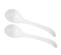 Tofficu Lot de 2 Grandes Cuillères à Soupe en Porcelaine Blanche, Ustensiles Cuisine en Céramique, Cuillères de Service pour Table, Restaurant et Cantine Scolaire, Modèle Extra-large