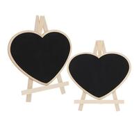 Tofficu Lot de 2 Mini-tableaux Noirs de Cœur 20x15 Cm Chevalet Support en Bois, Panneau Ardoise Portable pour Bureau, Publicité, Décoration et Messages la Craie