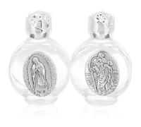 Tofficu Lot de 2 Petites Bouteilles d'eau Bénite Catholiques en Verre Décoratif, Flacons Rechargeables Vintage en Verre Transparent, pour Baptême et Décoration Intérieure Style Aléatoire