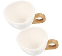 Tofficu Lot de 2 Petites Tasses à Café en Céramique 150 Ml, Design Dégradé Blanc, Tasse à Expresso Multifonction pour Maison, Café et Restaurant, Tasse à Thé Ergonomique Anse Confortable