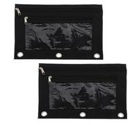 Tofficu Lot De 2 Pochettes Porte-crayon B5 En Tissu Oxford Avec Fenêtre En Filet, Double Couche à Fermeture Éclair, Pochette De Papeterie Pratique Pour École Et Bureau