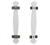 Tofficu Lot de 2 Poignées de Meuble Vintage en Alliage de Zinc avec Cuir Pu Blanc, Poignées de Porte D'armoire 96 Mm, Décoratives et Ergonomiques, pour Tiroirs, Armoires et Bagages,