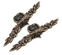 Tofficu Lot de 2 Poignées de Tiroir Vintage en Alliage de Zinc, Bouton de Meuble de Rose, Longueur 146 Mm, pour Armoire, Commode et Placard, Finition Vert Antique, Accessoires