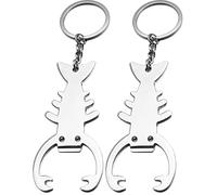 Tofficu Lot de 2 Porte-Clés Homard en Métal Argenté Multifonctionnels Décapsuleur Intégré, Porte-Bouteille Compact et Léger, pour Cocktails, Fêtes Estivales et Usage Quotidien