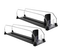 Tofficu Lot de 2 Pousseurs de Boissons Automatiques pour Étagères, 380-390 Mm, Plastique et Acier, Noir, Organiseurs de Canettes pour Réfrigérateur, Réapprovisionnement en Magasin