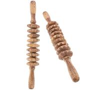 Tofficu Lot de 2 Rouleaux de Massage Corporel en Bois, 7 et 9 Rouleaux, Masseur Portatif Multifonction pour Dos et Muscles, Outil de Massage Ergonomique Compact pour Relaxation et Bien-