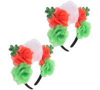 Tofficu Lot de 2 Set de Bandeaux Verts Laser Trèfle et Rose pour Saint-patrick, Accessoires Légers et Confortables pour Cheveux, Coiffure Festive Irlandaise pour Femmes et Filles,