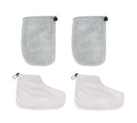 Tofficu Lot de 2 Set de Set de Paires de Moufles et Pantoufles en Coton Doux pour Thérapie la Cire, Maintien Chaleur et Absorption Maximale D'humidité, pour Salon de Couleur Aléatoire