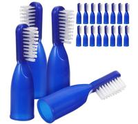 Tofficu Lot de 20 Mini Brosses à Dents Manuelles à Poils Souples pour Prison, Demi-doigt Bleu, Compactes et Résistantes à L'usure, Brosses à Dents de Voyage Adaptées aux Soins