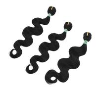 Tofficu Lot de 3 Extensions Ondulées Brésiliennes Noires Synthétiques, Mèches de Cheveux à Tissage 16-18 Pouces, Perruques Ondulées Légères pour Usage Quotidien, Fêtes et Cosplay