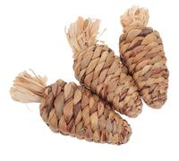 Tofficu Lot de 3 Jouets à Mâcher en Herbe Tressée, Petits Jouets pour Hamster, Lapin et Cochon d'Inde, Accessoires Naturels pour Ronger, Stimulation et Soin Dentaire des Petits Animaux