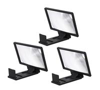 Tofficu Lot de 3 Loupes D'écran pour Téléphone Portable, Agrandisseur D'écran HD 3D, Support Pratique Réglable, Compatible, Couleur Noire, pour Vision Claire et Confort Visuel