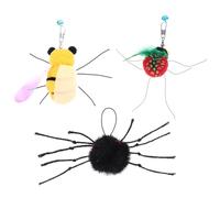 Tofficu Lot de 3 Recharges Jouets Interactifs Plumage pour Chats D’intérieur, Assortiment Insectes Doux, Remplacement Pratique, Divertissement Stimulant pour Félins Actifs