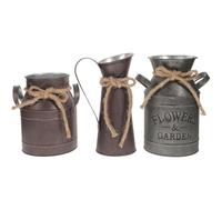 Tofficu Lot de 3 Seaux à Fleurs en Fer Rétro Décoratif, Style Champêtre, Grand et Moyen Formats, Pots à Lait pour Fleurs Séchées, Décoration Maison, Bureau et Jardin, Couleur Aléatoire