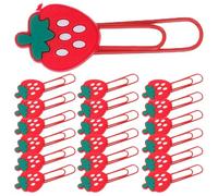 Tofficu Lot de 30 Trombones Scolaires de Fraise, Pinces à Marque-pages Robustes en Pvc et Métal, Clips Papeterie Créatifs Colorés pour Bureau, École et Organisation des Documents