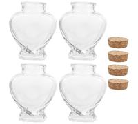 Tofficu Lot de 4 Bocaux en Verre Clair de Cœur avec Bouchon en Bois 160 ML Décoratifs et Souvenirs Romantiques pour Lune de Miel