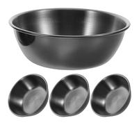 Tofficu Lot de 4 Coupelles de Sauce Rondes en Acier Inoxydable Noir, Résistantes à L'usure la Rouille, Design Moderne, pour Restaurant et Événements