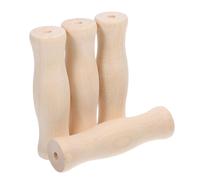 Tofficu Lot de 4 Manches en Bois Massif pour Brosses de Barbecue, Poignées Ergonomiques Antidérapantes 11 CM, Accessoires de Rechange pour Ustensiles Barbecue Extérieur, Outils de