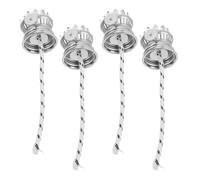 Tofficu Lot de 4 Mèches Plates en Coton Tressé avec Porte-mèche Réglable en Alliage de Zinc, pour Lampes à Huile, Combustion, Adaptées Usage Intérieur et Extérieur, Décoration Vintage