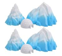 Tofficu Lot de 6 Miniatures D'icebergs Réalistes en Mousse et PVC, Décor D'aquarium Arctique 4 Icebergs et 2 Maisons de Glace, Décorations de Paysage Miniature pour Aquarium et Terrarium