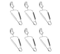 Tofficu Lot de 6 Pinces à Ressort en Acier Inoxydable Argenté, Pince à Escargots et Fruits de Mer, Outil de Cuisson pour Barbecue, Usage la Cuisine et Service Traiteur, Prise Ergonomique