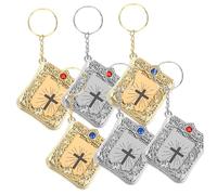 Tofficu Lot de 6 Porte-clés Créatifs Bible Détendeur de Clés Pendentif Vintage Or et Argenté pour Femmes Décoration Paquet Présent Religieux Baptême Fête