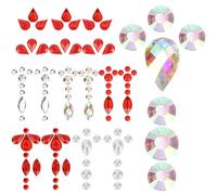 Tofficu Lot de 7 Autocollants Visage, Bijoux Visage des Femmes, Pierres Précieuses Décoratives, Stickers Sourcils Indiens Multicolores, Accessoires pour Festivals et Fêtes