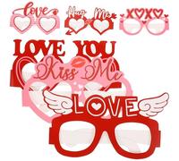 Tofficu Lunettes en Papier Accessoires Décoratifs Créatifs et Photobooth Lot de 6 pour Fête Saint-valentin Forme Cœur pour Adultes et Garçon et Filles, pour Soirées