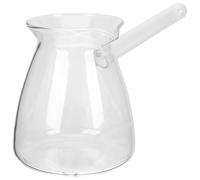 Tofficu Machine à Café Turc en Verre Épais Transparent Poignée Latérale, Cafetière Turque Ronde Résistante la Déformation pour Infusion de Thé et Chauffage du Lait