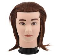 Tofficu Mannequin de Coiffure pour Homme, Poupée de Coiffure, Cheveux Humains en Fibre Haute Température, Marron, Tête D'entraînement de Coiffeur pour Écoles de Beauté et Salon
