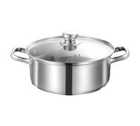 Tofficu Marmite à Fondue en Acier Inoxydable Épais 28 Cm, Pot Chaud à Double Poignée Compatible Induction, Casserole à Soupe pour Cuisson Alimentaire et Fondue Chinoise