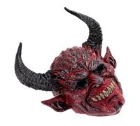 Tofficu Masque de Cosplay D'halloween Cornes Rouges en Écume Confortable Couvrant Toute la Tête pour Adultes, pour Occasions à Thème et Fêtes Costumées