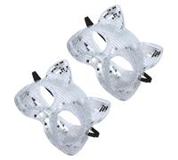 Tofficu Masques de chat pour les fêtes, lot de 2 masques disco à paillettes miroir, masque de bal masqué intégral en plastique et verre, pour cosplay et carnaval de, adultes homme